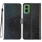 For Motorola Moto G35 Glitter Powder Flip Leather Phone Case(Black)