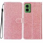 For Motorola Moto G35 Glitter Powder Flip Leather Phone Case(Rose Gold)