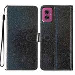 For Motorola Moto G55 Glitter Powder Flip Leather Phone Case(Black)