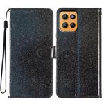 For Motorola Moto G15 Glitter Powder Flip Leather Phone Case(Black)