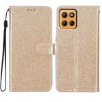 For Motorola Moto G15 Glitter Powder Flip Leather Phone Case(Gold)