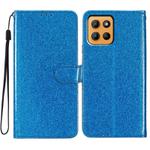 For Motorola Moto G15 Glitter Powder Flip Leather Phone Case(Blue)