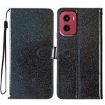 For Motorola Moto G05 Glitter Powder Flip Leather Phone Case(Black)