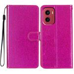 For Motorola Moto G05 Glitter Powder Flip Leather Phone Case(Rose Red)