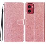 For Motorola Moto G05 Glitter Powder Flip Leather Phone Case(Rose Gold)