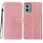 For Motorola Moto E15 Glitter Powder Flip Leather Phone Case(Rose Gold)