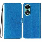 For OPPO A38 4G Glitter Powder Flip Leather Phone Case(Blue)