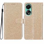 For OPPO A58 4G Glitter Powder Flip Leather Phone Case(Gold)