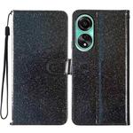 For OPPO A78 4G Glitter Powder Flip Leather Phone Case(Black)