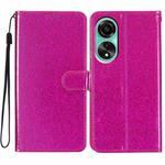 For OPPO A78 4G Glitter Powder Flip Leather Phone Case(Rose Red)