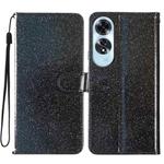 For OPPO A60 Glitter Powder Flip Leather Phone Case(Black)