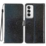 For OPPO Reno12 Global Glitter Powder Flip Leather Phone Case(Black)