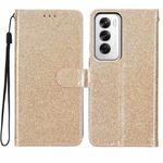 For OPPO Reno12 Global Glitter Powder Flip Leather Phone Case(Gold)