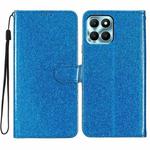 For Honor X6a Glitter Powder Flip Leather Phone Case(Blue)