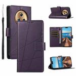 For Honor Magic5 PU Genuine Leather Texture Embossed Line Phone Case(Purple)