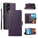 For Honor X50i PU Genuine Leather Texture Embossed Line Phone Case(Purple)