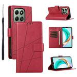 For Honor X6b PU Genuine Leather Texture Embossed Line Phone Case(Red)