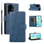 For Honor 300 Pro / 300 Ultra PU Genuine Leather Texture Embossed Line Phone Case(Blue)