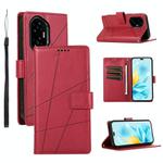 For Honor 300 Pro / 300 Ultra PU Genuine Leather Texture Embossed Line Phone Case(Red)