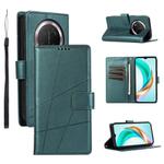 For Honor X9c Global / Magic7 Lite PU Genuine Leather Texture Embossed Line Phone Case(Green)