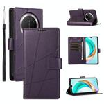 For Honor X9c Global / Magic7 Lite PU Genuine Leather Texture Embossed Line Phone Case(Purple)