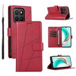For Honor X8c 4G PU Genuine Leather Texture Embossed Line Phone Case(Red)
