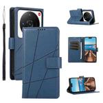 For Xiaomi 12 Ultra PU Genuine Leather Texture Embossed Line Phone Case(Blue)