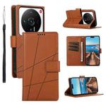 For Xiaomi 12 Ultra PU Genuine Leather Texture Embossed Line Phone Case(Brown)