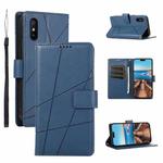 For Xiaomi Redmi 9A PU Genuine Leather Texture Embossed Line Phone Case(Blue)