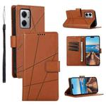 For Xiaomi Redmi 10 5G PU Genuine Leather Texture Embossed Line Phone Case(Brown)