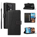 For Xiaomi Redmi Note 13 5G PU Genuine Leather Texture Embossed Line Phone Case(Black)