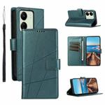 For Xiaomi Redmi 13C PU Genuine Leather Texture Embossed Line Phone Case(Green)