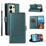 For Xiaomi Redmi Note 13 4G PU Genuine Leather Texture Embossed Line Phone Case(Green)