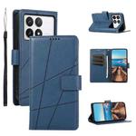 For Xiaomi Poco X6 Pro 5G PU Genuine Leather Texture Embossed Line Phone Case(Blue)