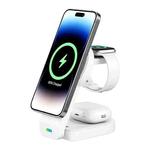 B-23 3 in 1 Foldable Magnetic Wireless Charger Phone Holder, Plug:US Plug(White)