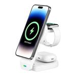B-23 3 in 1 Foldable Magnetic Wireless Charger Phone Holder, Plug:AU Plug(White)