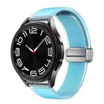 For Samsung Galaxy Watch6 / 5 / 4 Translucent Magnetic Silver Buckle Silicone Watch Band(Tiffany Blue)