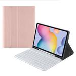 For Samsung Galaxy Tab S9 FE Square Cap Bluetooth Keyboard Leather Case with Pen Slot(Rose Gold)
