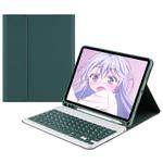 For Samsung Galaxy Tab S9 FE Square Cap Bluetooth Keyboard Leather Case with Pen Slot(Dark Green)