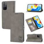 For Xiaomi Redmi Note 12S Embossed Happy Cat Pattern Flip Leather Phone Case(Grey)