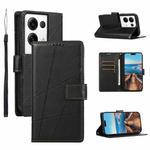 For OPPO Reno8 Pro+ PU Genuine Leather Texture Embossed Line Phone Case(Black)