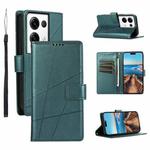 For OPPO Reno8 Pro+ PU Genuine Leather Texture Embossed Line Phone Case(Green)