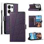 For OPPO Reno8 Pro+ PU Genuine Leather Texture Embossed Line Phone Case(Purple)