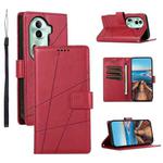 For OPPO Reno11 PU Genuine Leather Texture Embossed Line Phone Case(Red)