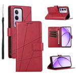 For OPPO A3 Pro 5G PU Genuine Leather Texture Embossed Line Phone Case(Red)