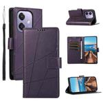 For OPPO A3 4G / 5G Global / A3X 4G / 5G India PU Genuine Leather Texture Embossed Line Phone Case(Purple)