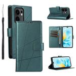 For OPPO Reno13 F 4G / 5G PU Genuine Leather Texture Embossed Line Phone Case(Green)