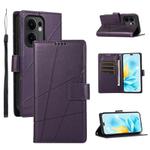 For OPPO Reno13 F 4G / 5G PU Genuine Leather Texture Embossed Line Phone Case(Purple)