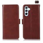 For Samsung Galaxy A35 5G Magnetic Crazy Horse Texture Genuine Leather RFID Phone Case(Brown)