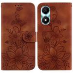 For Honor X5 Plus / Play 40C Lily Embossed Leather Phone Case(Brown)